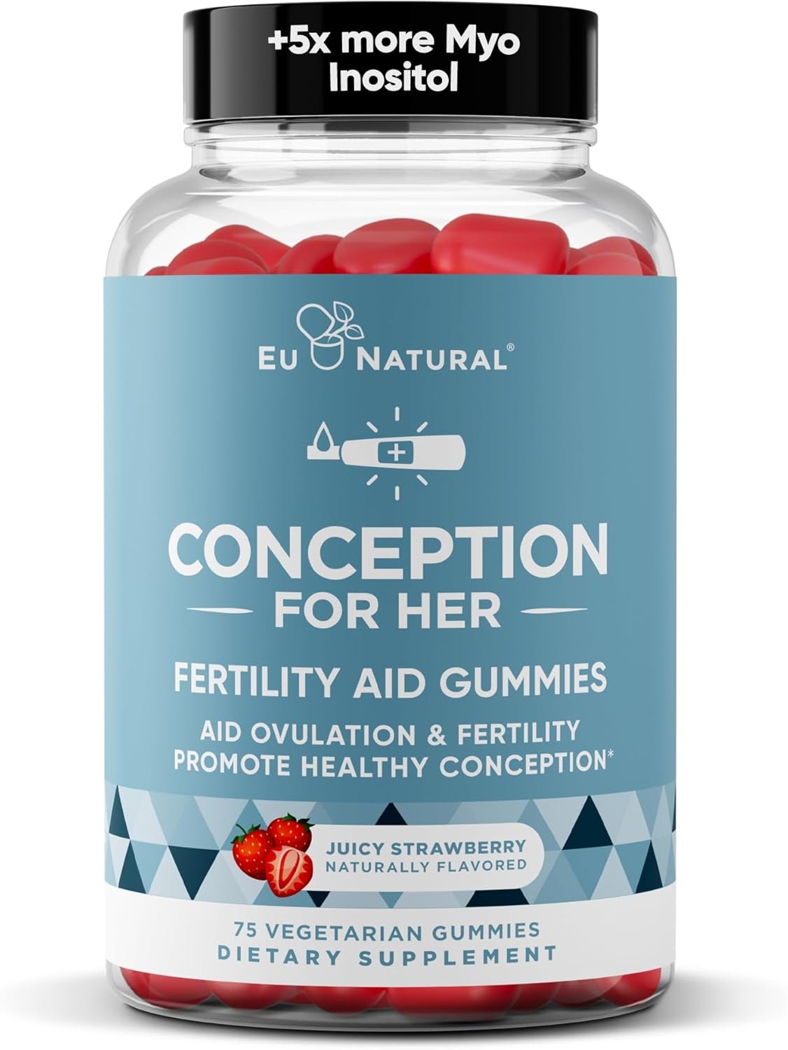 Conception for Her Fertility Gummies – Fertility Supplements for Women with Myo Inositol, Folate & more Essential Nutrients – Delicious Juicy Strawberry Hormone Balance Vitamins, 75 ct Pectin Gummies