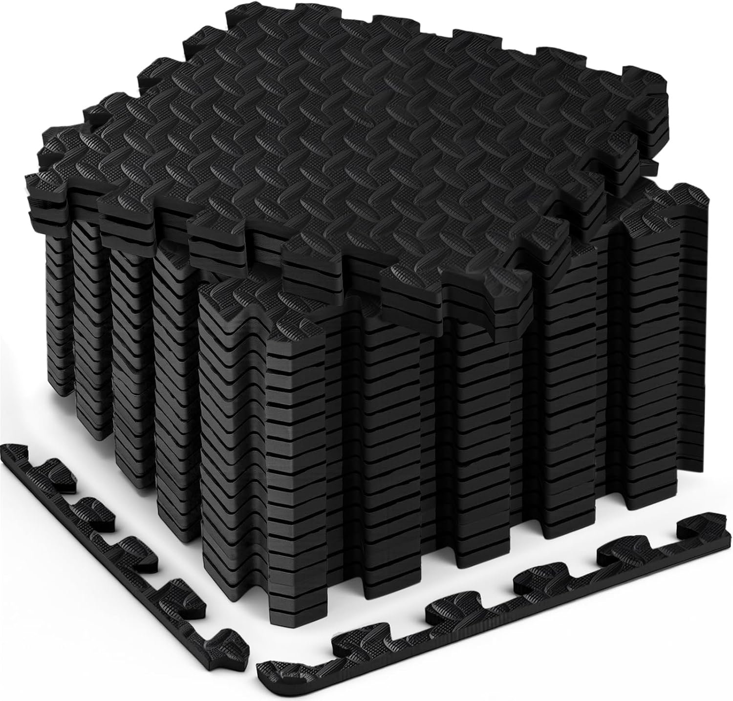 18pcs Puzzle Exercise Mat, 12.6″x12.6″x0.4″, 18sqft EVA Interlocking Foam Floor Tiles, Non-Slip, Protective, Water-Resistant Flooring for Home Gym & Workout Equipment