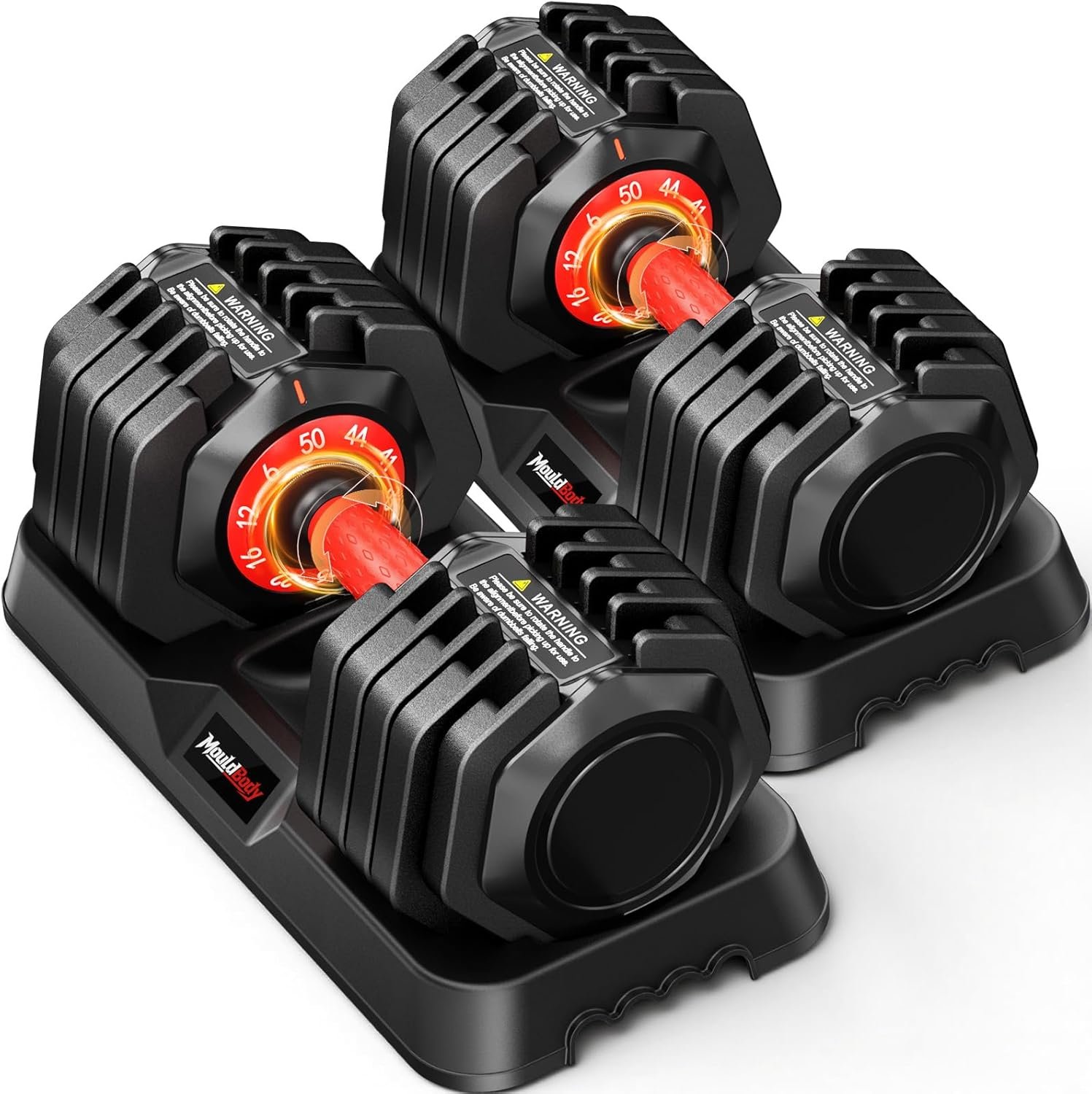 Adjustable Dumbbell Set Pair 25 lb or 50 lb, Adjustable Dumbbells 10-in-1 Free Weight Set, 1-Second Dial Weight Adjustment,Space-Saving Design with Storage Base, Home Gym Strength Training Equipment