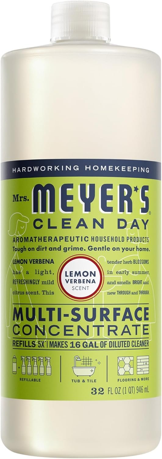 MRS. MEYER’S CLEAN DAY Multi-Surface Everyday Concentrate, Lemon Verbena Scent, 32 Fl Oz Bottle
