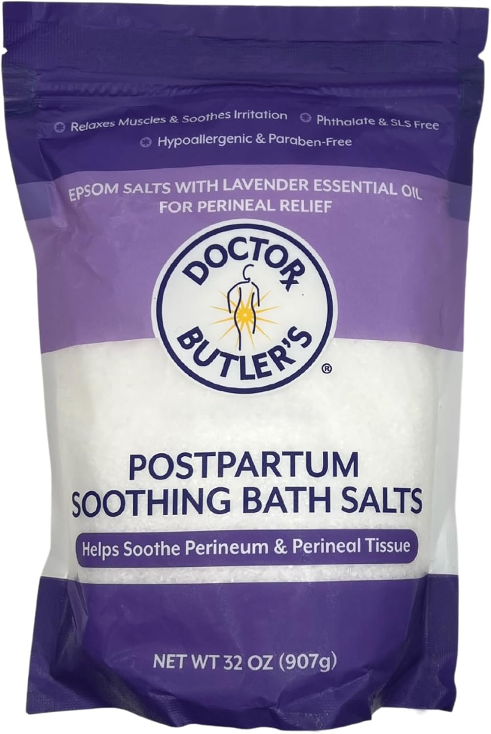 Doctor Butler’s Postpartum Soothing Bath Salts – Epsom Bath Salts for Women for Postpartum Recovery, Hemorrhoids, Discomfort, and Helps Soothe Perineum and Perineal Tissues After Birth (32 oz.)