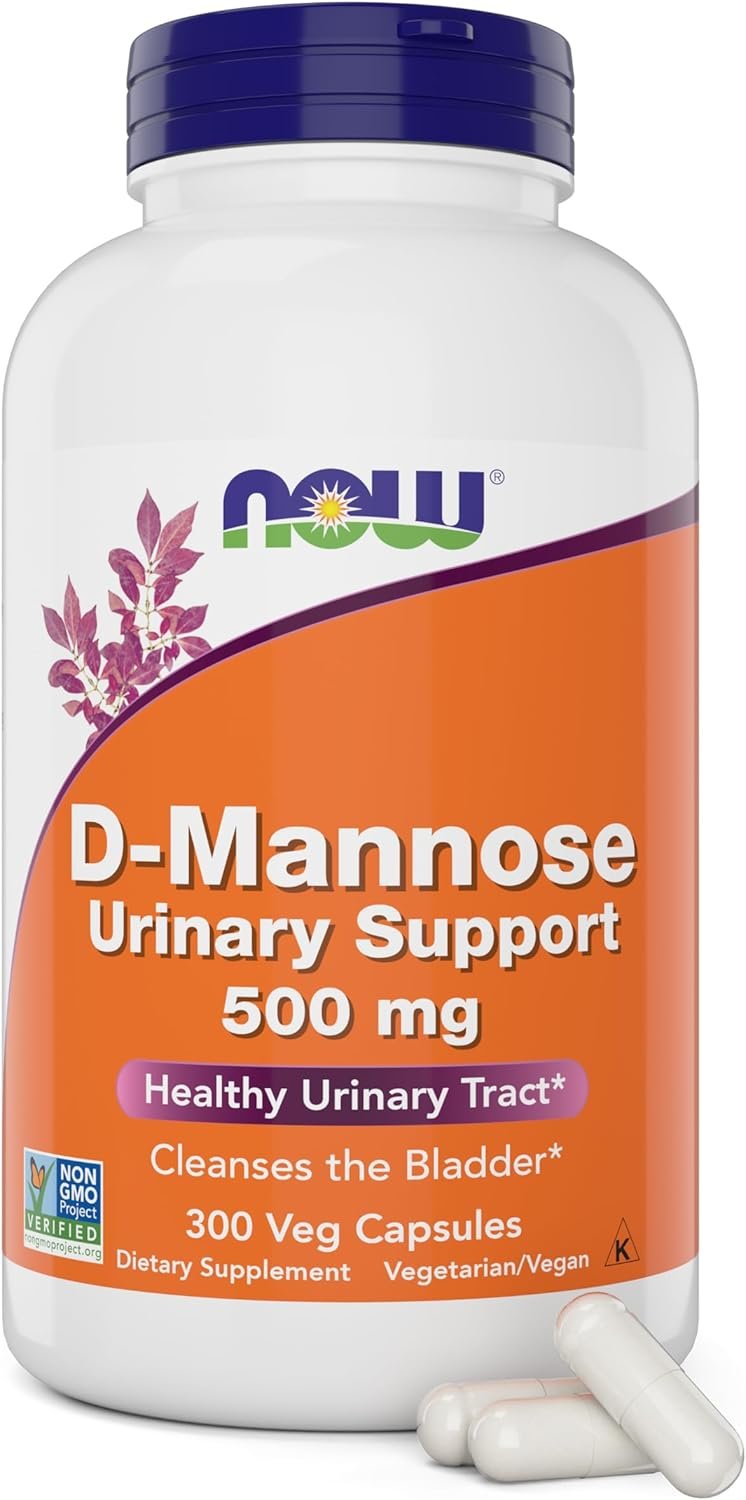 Now D-Mannose 500 mg, 300 Capsules – Vegan, Non GMO Supplement for Women and Men – Supports Healthy Urinary Tract, Cleanses the Bladder