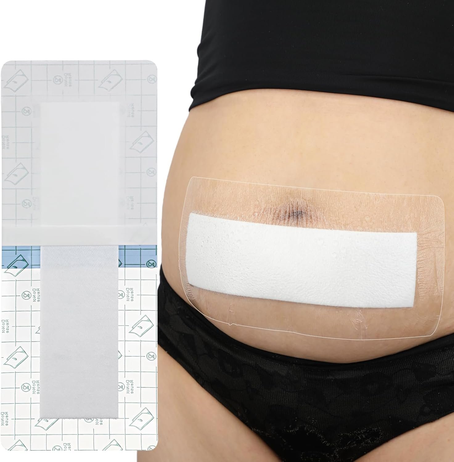 14 Pcs Waterproof C Section Shower Wound Protector 4″x8″ Tummy Tuck Scar Incision Abdominal Bandage Hysterectomy Recovery Must Haves Post Surgery Dressing Cover