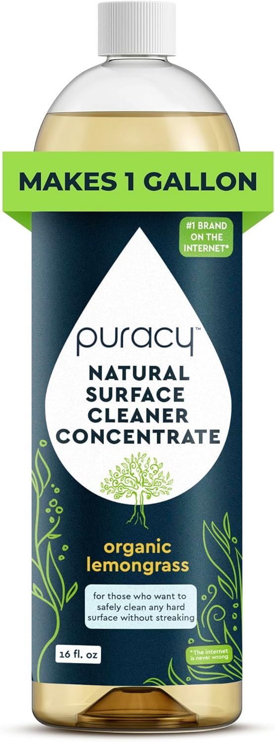 Puracy All Purpose Cleaner Concentrate – Plant-Powered Multi-Surface Cleaner – Surface Cleaner Solution As Seen on TikTok (Organic Lemongrass, 16 fl oz, 1 Pack)