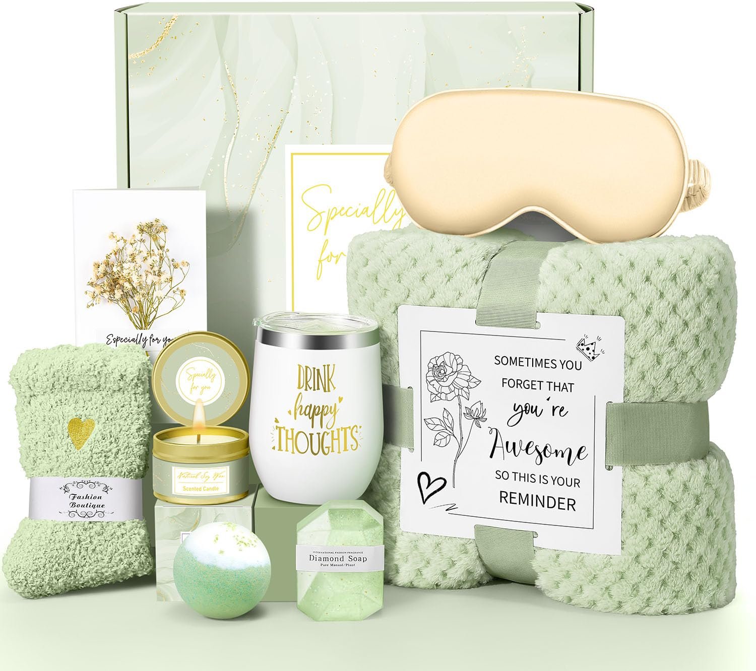 Happy Birthday Gifts for Women Mom Her Friend Sister Wife Grandma, Self Care Gift Get Well Relaxing Spa Gift Basket Set