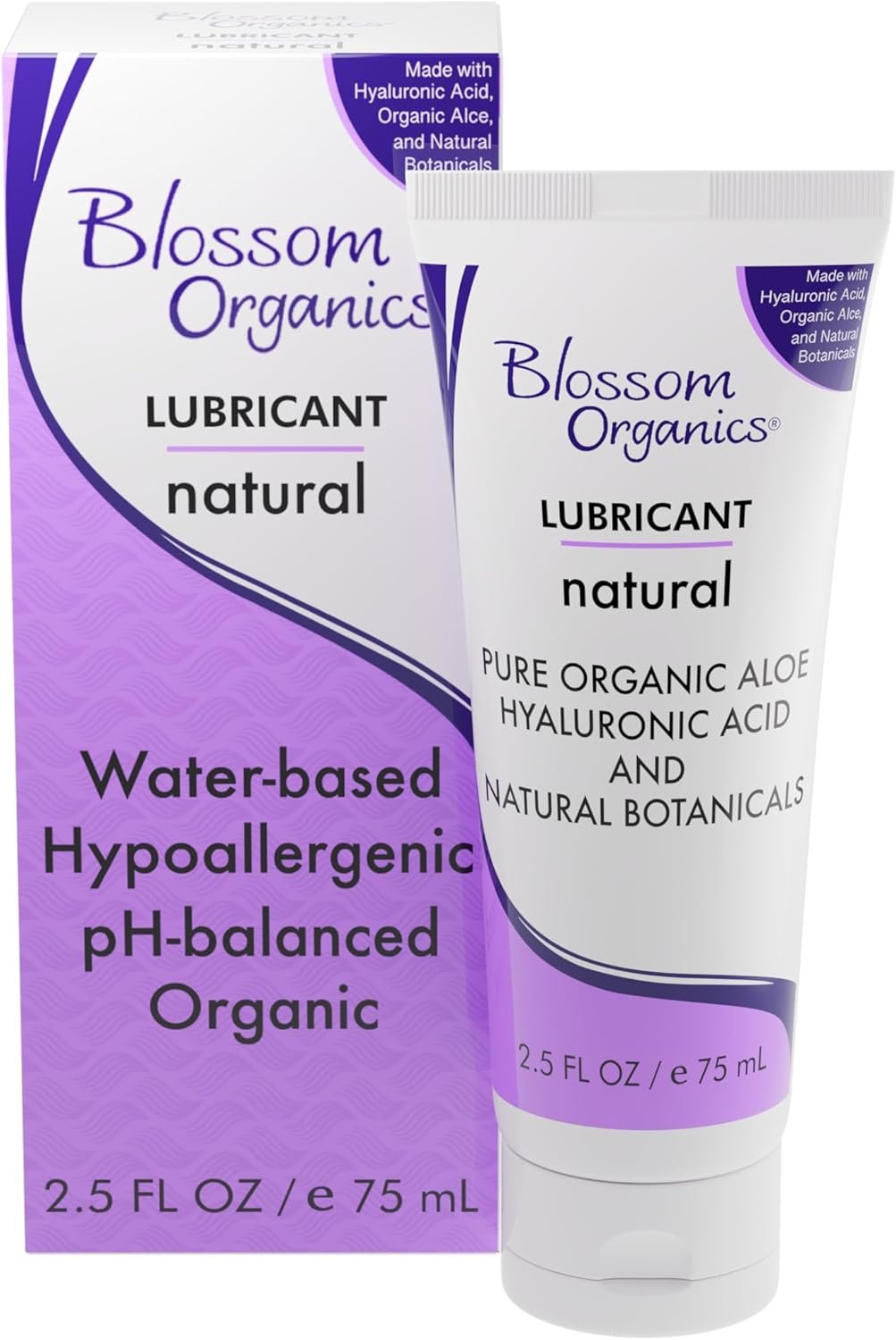 Blossom Lube Organics Personal Lubricant for Women 2.5 Fl Oz – pH Balanced, Non-Irritating, Water Based Personal Lubricant, Free of Harsh Ingredients, Toy Friendly