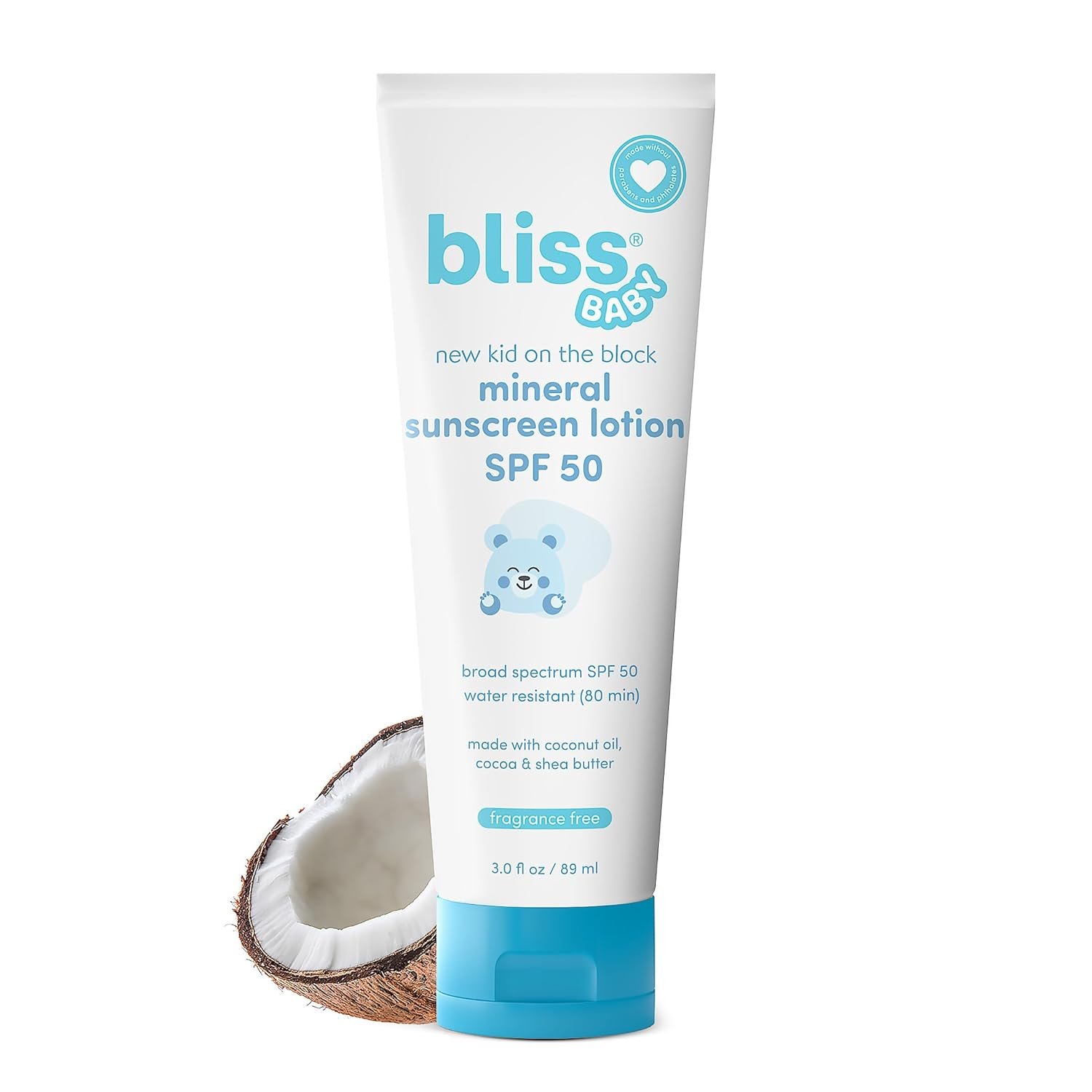Bliss Baby Sunscreen, Premium SPF 50 Sunscreen Mineral Lotion, Natural Zinc Oxide, Hypoallergenic, Non-toxic, Water-Resistant, Vegan, Sensitive Skin – For Babies, Toddlers, Kids & Whole Family