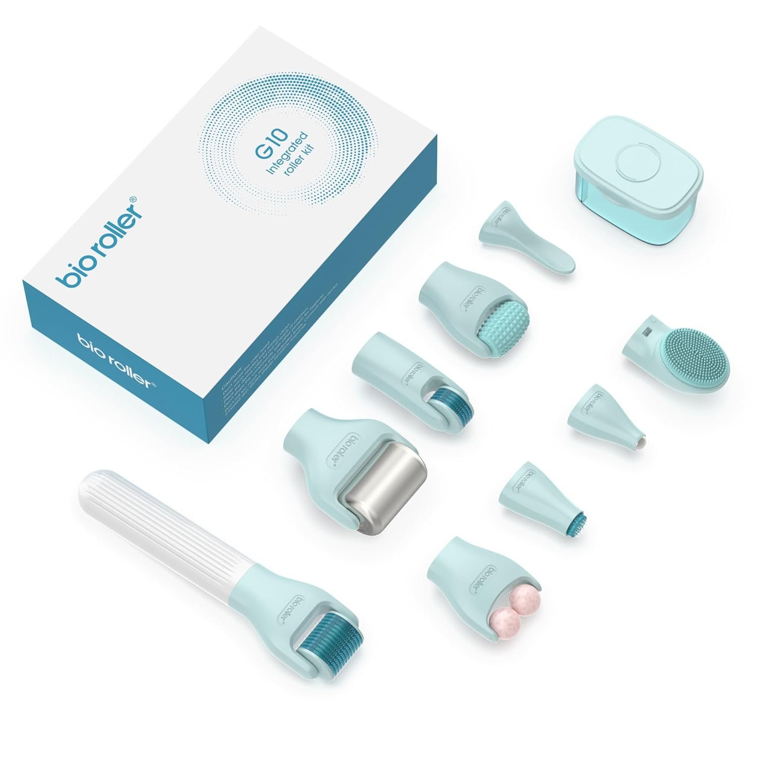 10 in 1 Derma Roller Kit, 0.25mm Microneedling Roller Microneedle Derma Roller with, Facial Beauty Roller Skin Care Tools, 10 Replaceable Heads and Storage Case
