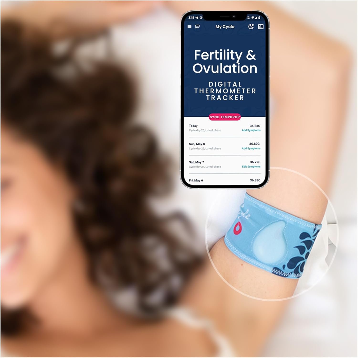 Tempdrop Wearable Ovulation Tracker – Basal Body Temperature Monitor to Help Get Pregnant – Sleep Sensor with App for Fertility, Hormone, Period & Cycle Tracking
