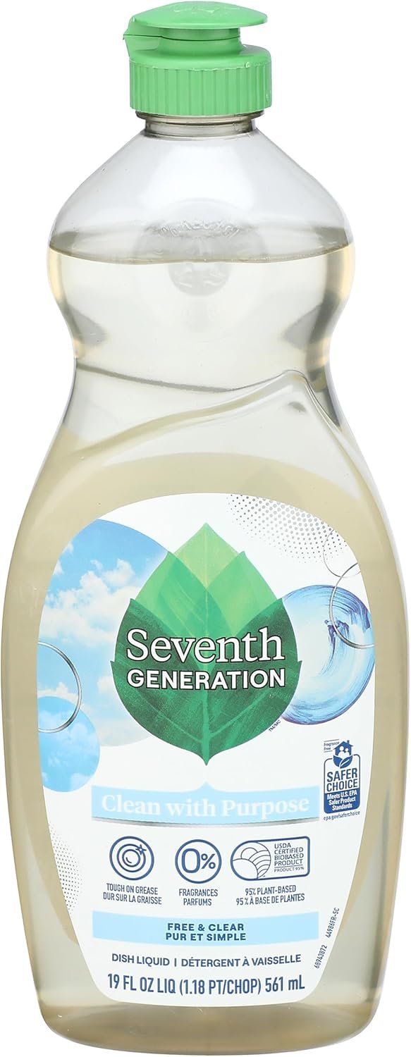 Seventh Generation Dish Liquid Soap Free & Clear liquid soap Dishwashing Soap Dish Soap for sensitive skin 19 oz