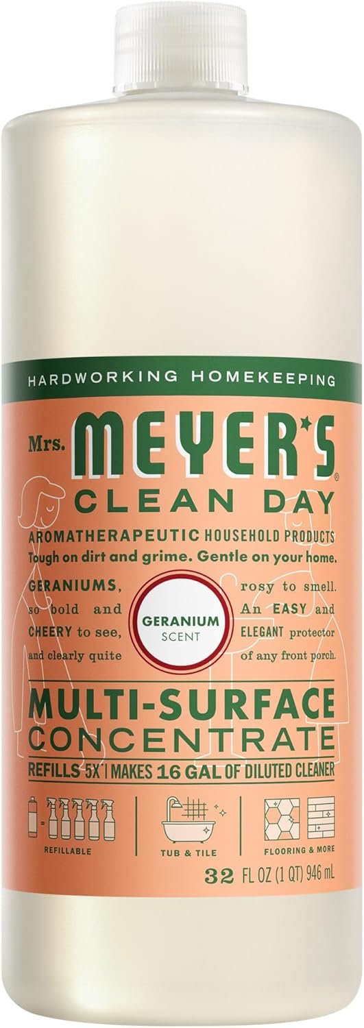 MRS. MEYER’S CLEAN DAY Multi-Surface Everyday Concentrate, Geranium Scent, 32 Fl Oz Bottle