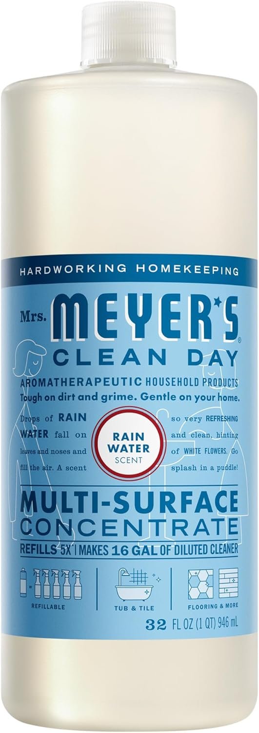 Mrs. MEYER’S CLEAN DAY Multi-Surface Everyday Concentrate, Rain Water Scent, 32 Fl Oz Bottle