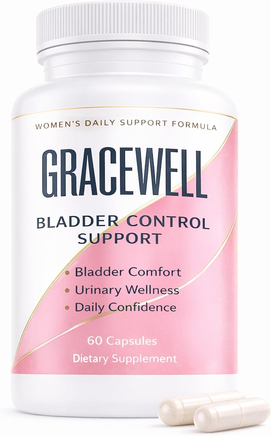 Bladder Control Supplements, Gracewell Bladder Wellness Supplement for Women & Men, Herbal Support with Asian Ginseng, Chinese Yam, Chinese Peony, Urinary Tract Health Formula, 60 Capsules (1)