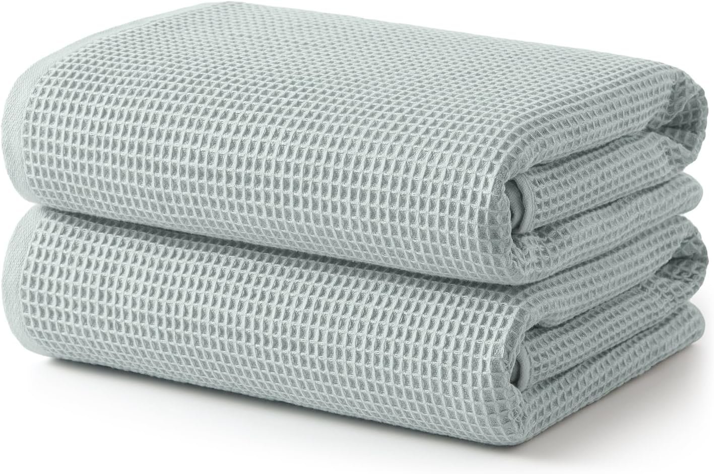 ecolook Waffle Bath Towel Set of 2, 100% Cotton Lightweight & Quick-Dry Bath Towels, Ultra-Absorbent and Breathable, Lint-Free Hotel & Spa Towels for the Bathroom, Gym, and Travel – Light Gray