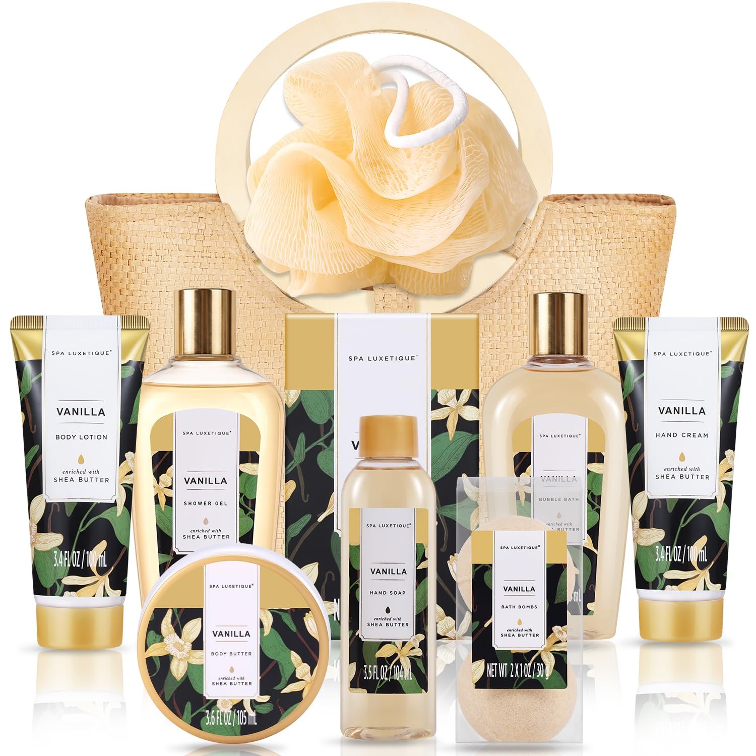 spa luxetique Bath Sets for Women Gift – 10PCS Vanilla Scent Spa Kit, Spa Gift Baskets for Her Birthday, Mother’s Day Gifts for Women, Mother, Wife, Girlfriends