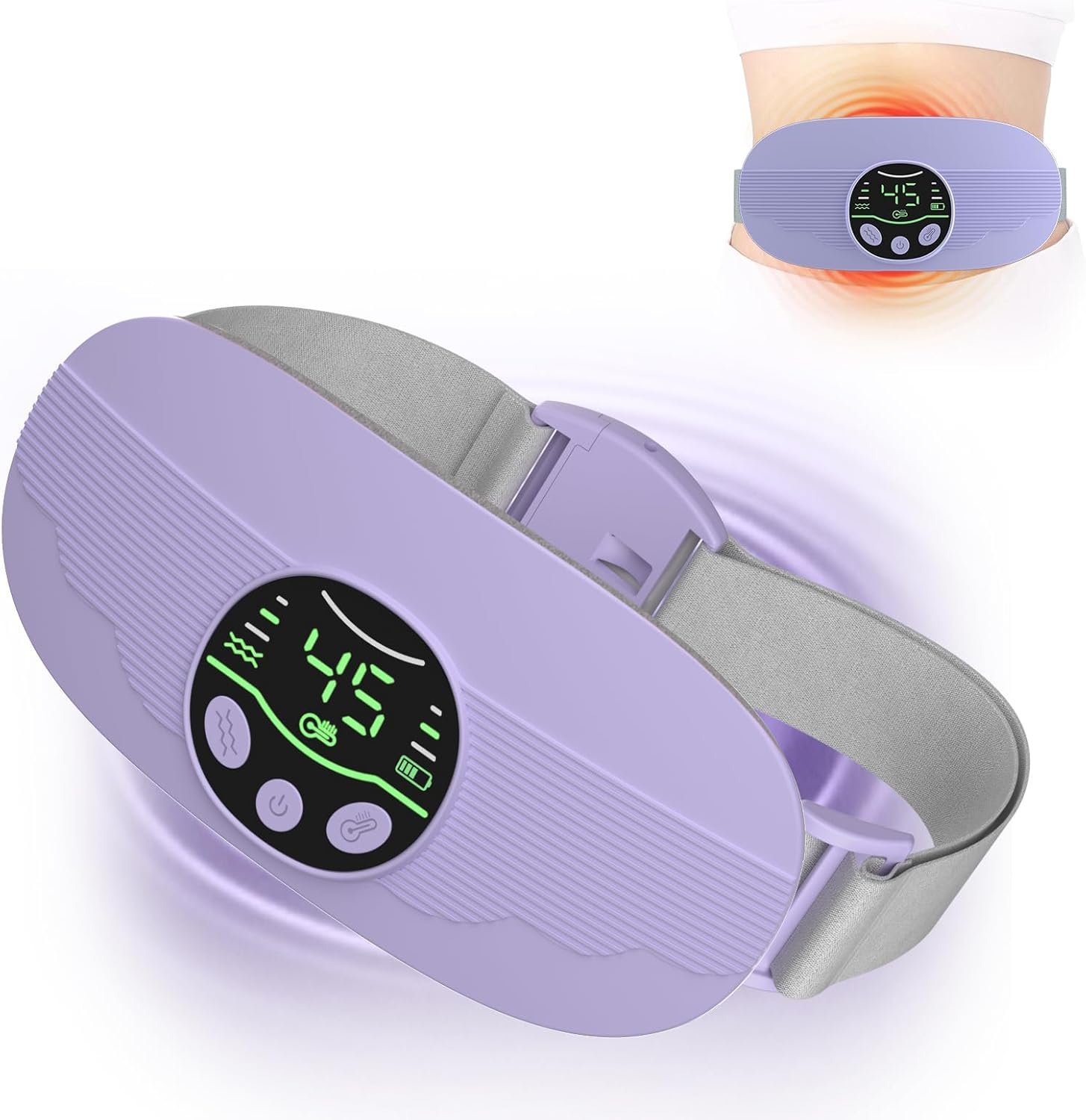 HOTBAG Heating Pad for Period Cramps, Portable Cordless 3S Fast Period Heating Pad Cramp Relief with 3 Heat Levels and 3 Massage Modes, Electric Heating Pad for Pain Relief Gifts for Women (Purple)