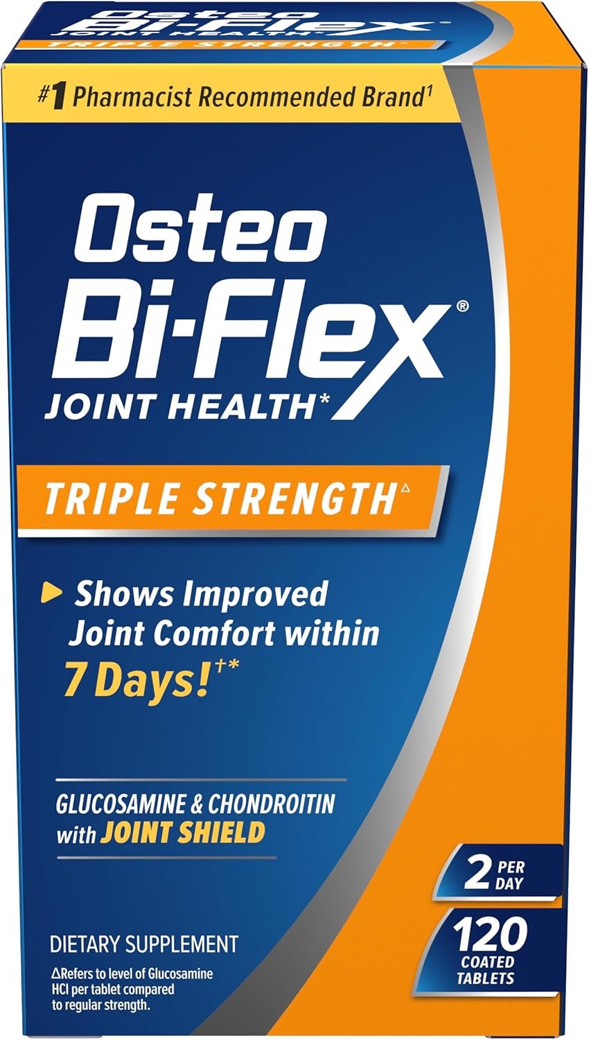 Osteo Bi-Flex Triple Strength Glucosamine Chondroitin Supplement, Improve Joint Function, Strength, Flexibility, Mobility 120 Coated Tablets