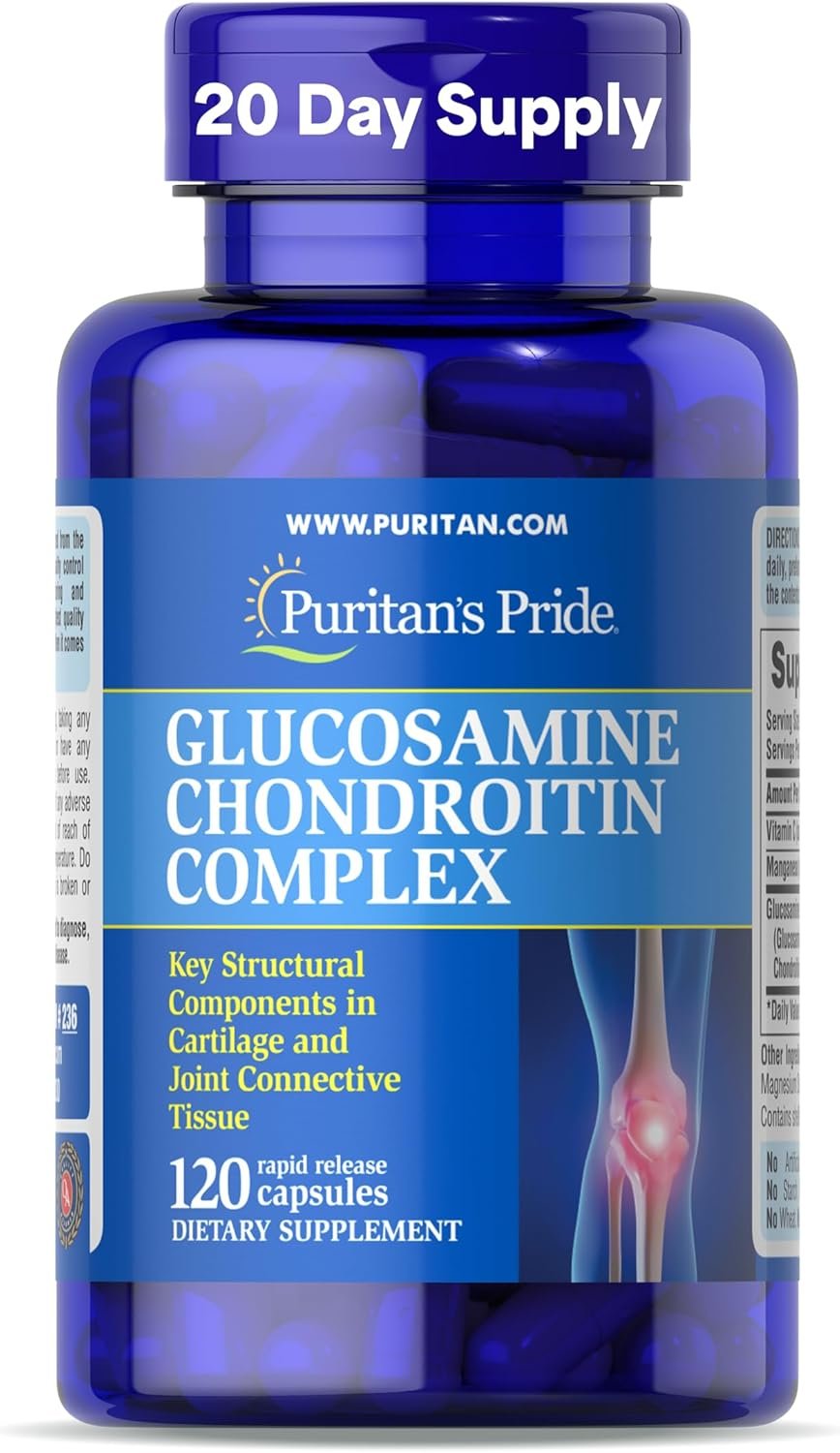 Puritan’s Pride Glucosamine Chondroitin Complex for Women and Men, Dietary Supplement for Joint Health, 120 Rapid Release Capsules
