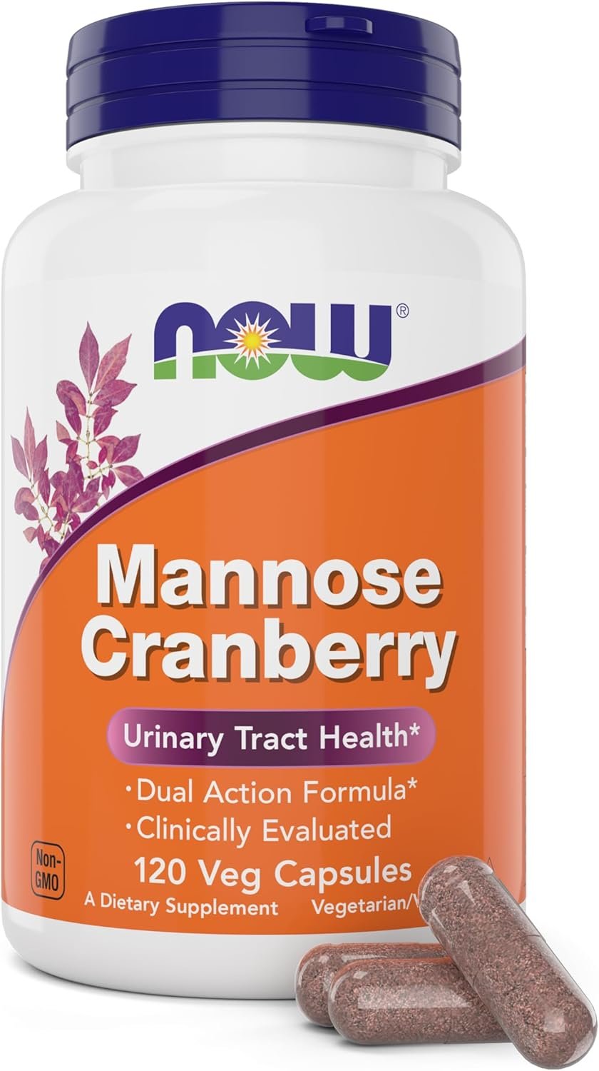 NOW Foods Mannose Cranberry, 120 Veg Capsules – with PAC – 450mg dMannose, 250mg Whole Cranberry – Bladder Cleanse and Urinary Tract Health* – Vegan Friendly Supplement, Non-GMO