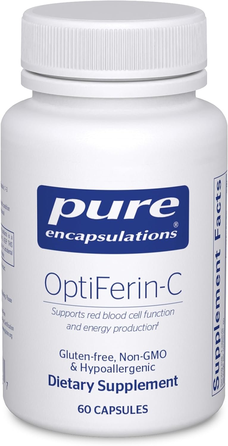 Pure Encapsulations OptiFerin-C – for Red Blood Cells & Energy – Iron Absorption Support – Energy Supplement* – Vitamin C Enriched – Gluten Free & Non-GMO – 60 Capsules