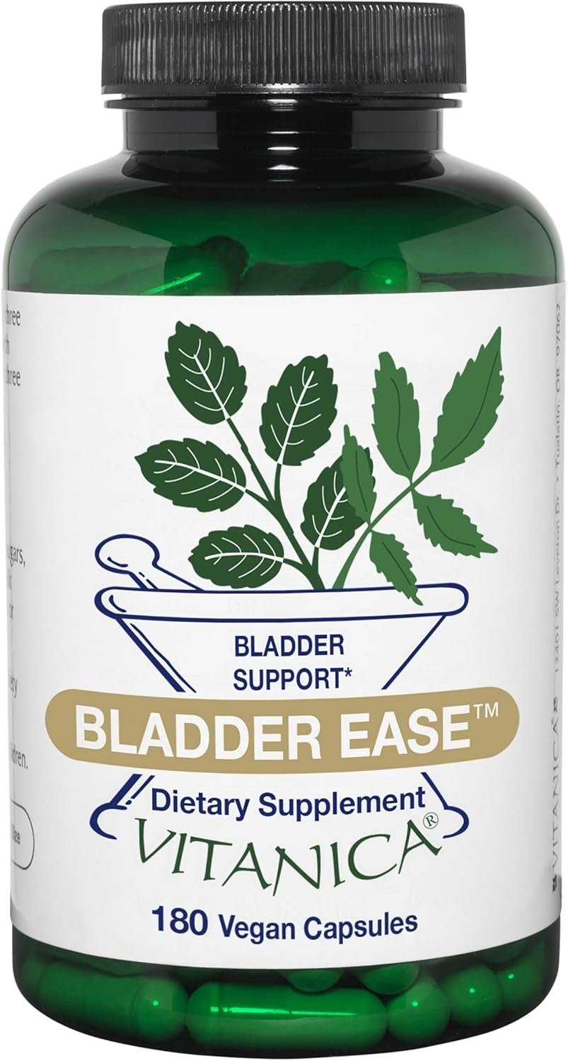 Vitanica Bladder Ease – Herbal Supplement for Bladder Tissue Health Support – Support Healthy Function of the Bladder Wall Tissue – Urinary Health Supplement with Vitamin A – Vegan – 180 Capsules