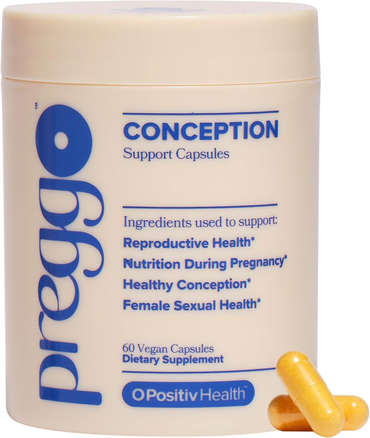 O Positiv Preggo Conception Support Capsules for Women – OBGYN-Formulated Pre Prenatal Vitamins with Clinically-Studied Ingredients – CoQ10, N-Acetyl Cystein – Female Sexual Health, 60 Ct (Pack of 1)