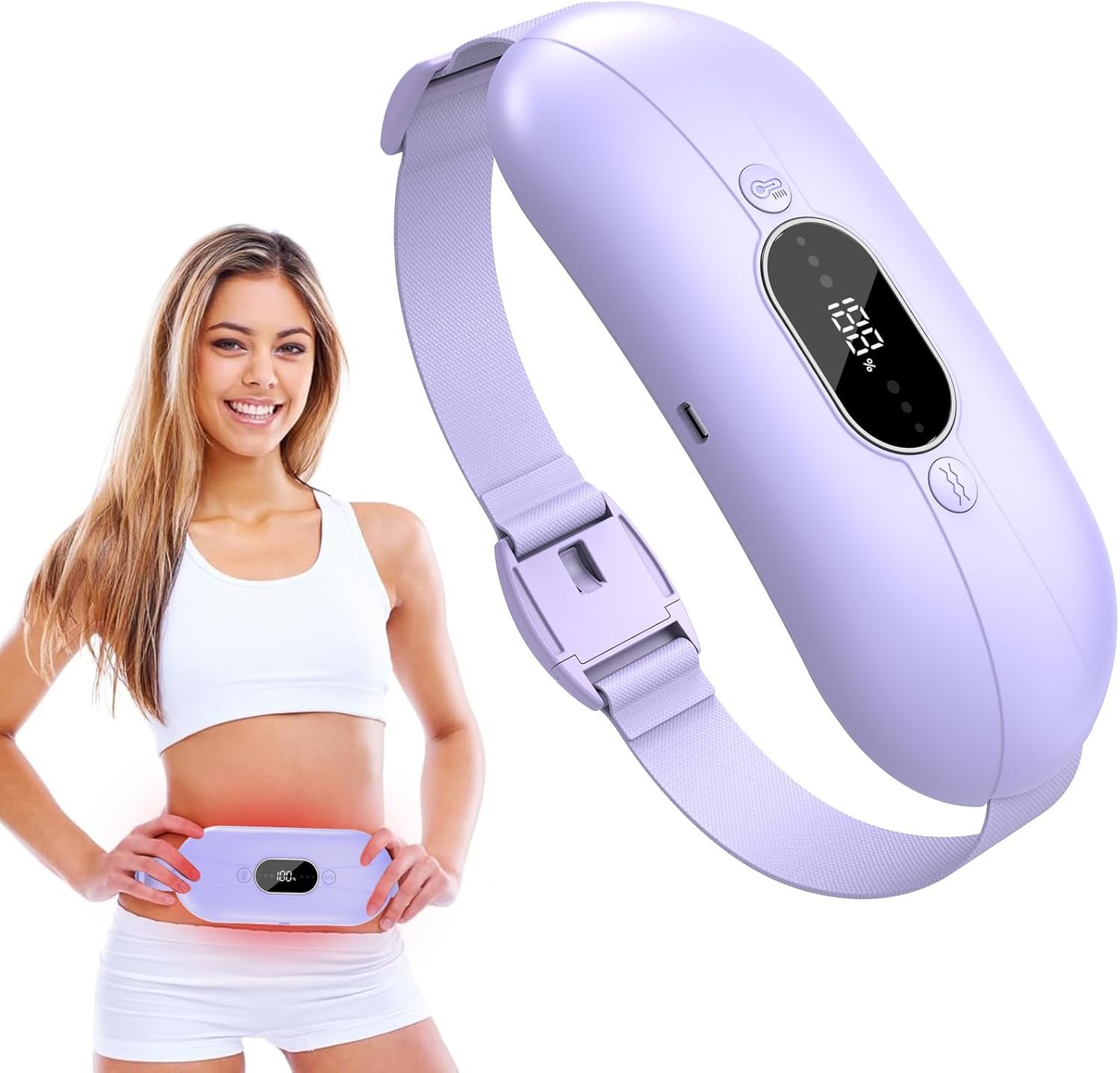 Portable Heating Pad for Period Cramps: New Cordless Menstrual Heating Pad with 3 Heat Levels and 3 Massage Modes, 3s Fast Heating Gift for Women and Girl Purple