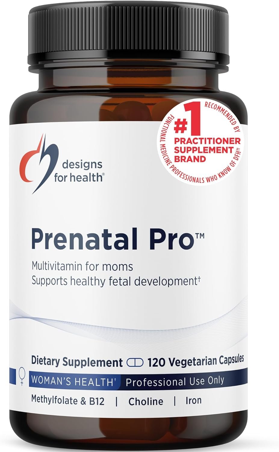 Designs for Health Prenatal Pro Methylated Multivitamin for Women – Prenatal Vitamins with Iron, A, D, E + Vitamin K with Methylated Folate, Calcium Magnesium Zinc for Nursing + Postpartum (120 Caps)
