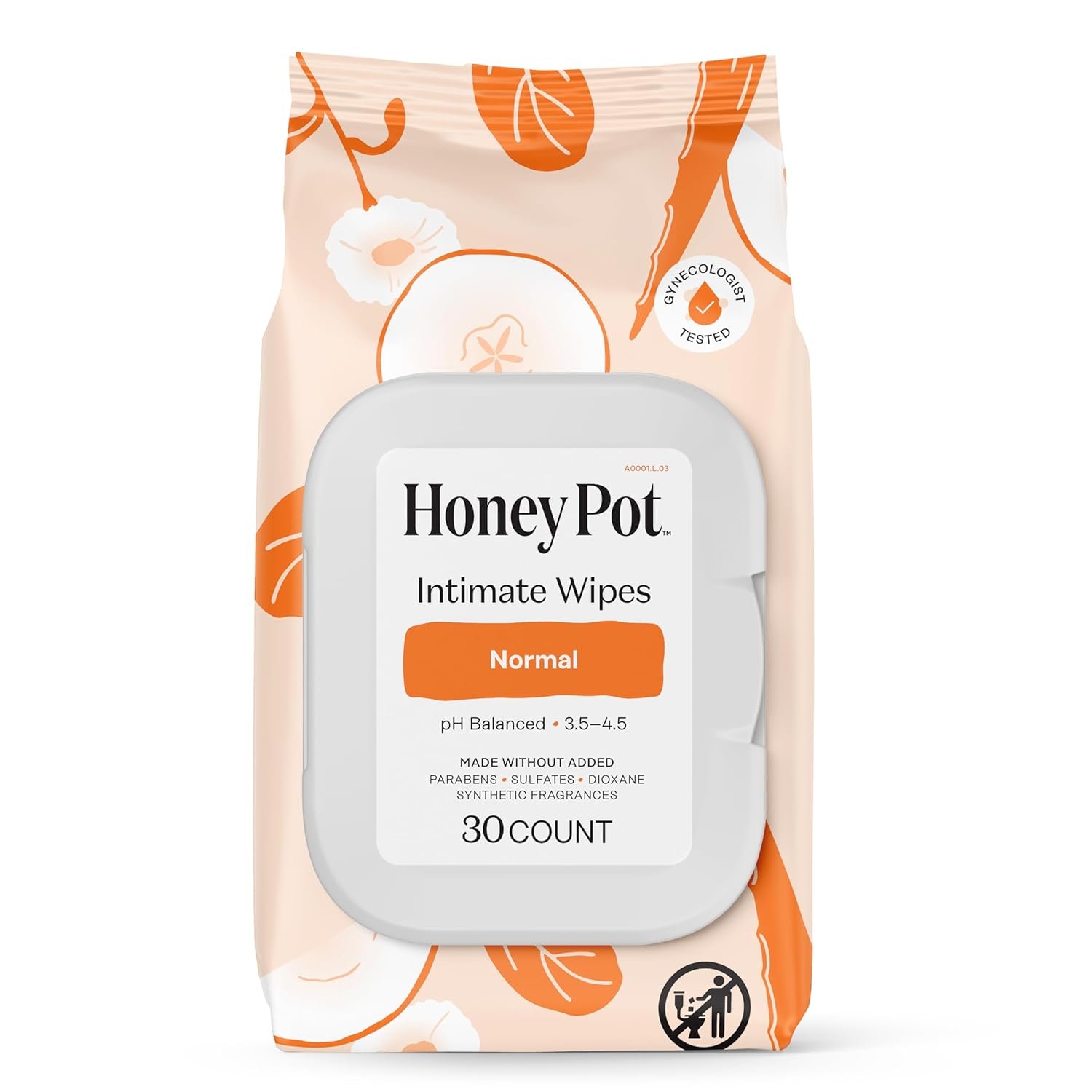 The Honey Pot Company – Feminine Hygiene Wipes – Normal – pH Balancing, Herbal Infused Plant-Based Feminine Care for Sensitive Skin – Cleansing Wipes for Women – 30ct