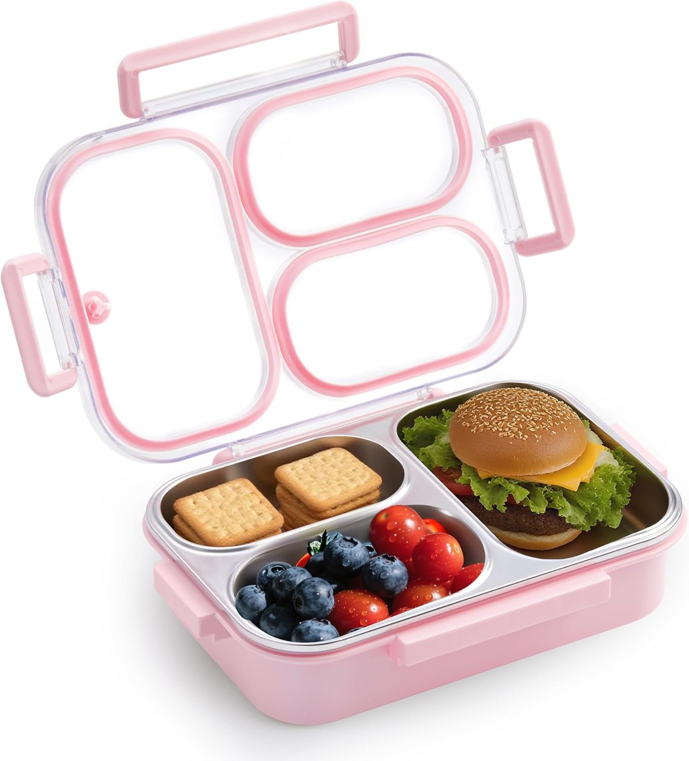 Kabbas Stainless Steel Bento Box Kids & Adults – 25 oz Leakproof Lunch Box with 3 Compartments, Premium 304 Stainless Steel Lunch Box for Kids, Dishwasher Safe, Suitable for School, Office, Outside