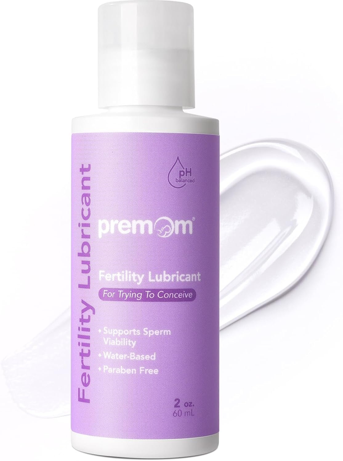 Premom Fertility Lubricant, pH Balanced, Sperm Friendly, Water Based Personal Lube for Women, Men, & Couples Trying to Conceive, No Glycerin or Parabens, Fragrance Free, Condom Safe, 2 Fl Oz