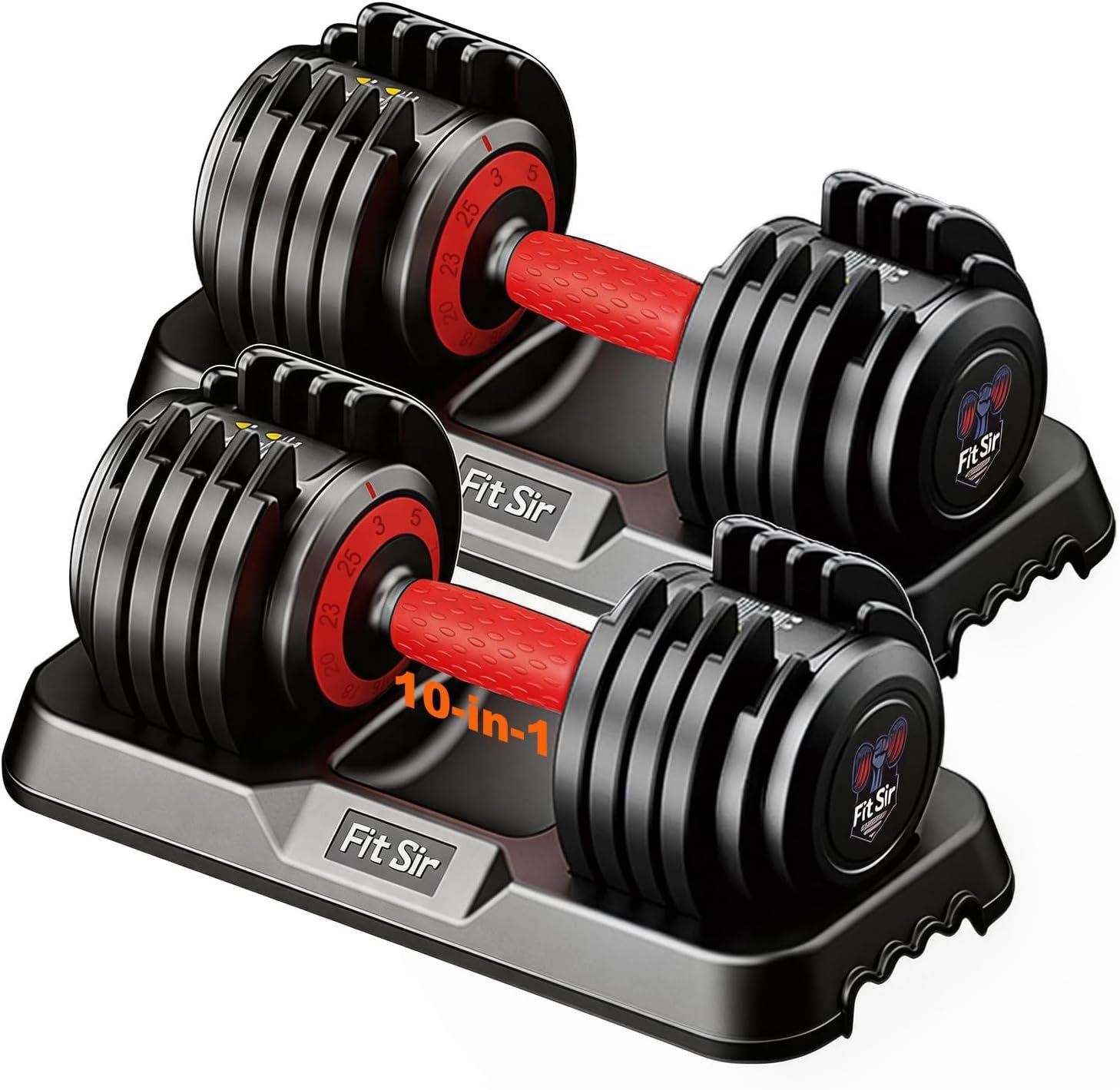 Adjustable Dumbbell Set, 10-in-1 25LB/55LB Ajustable Dumbbells with Safe Locking System, Enclosed Storage Tray, 1 Sec Fast Adjustment, Comfortable Non-Slip Textured Grip, Suitable for Home Gym Workouts Men and Women