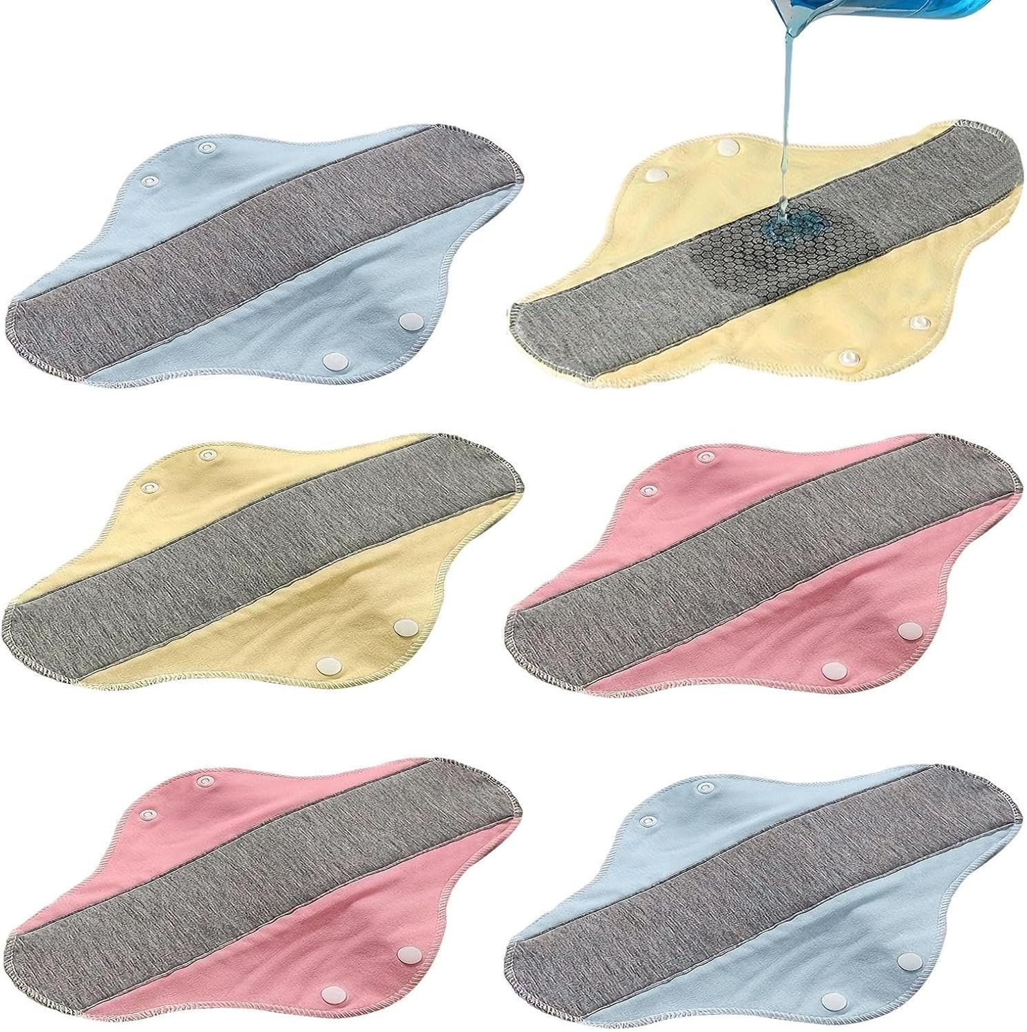 6 Pcs Leak-Proof Waterproof Washable in-Continence Pads, Eco-Friendly, Pure Cotton Washable Underwear, Cloth Menstrual Liners, Breathable Fabric, Reusable Cotton Panty Liners for Women 21x27cm