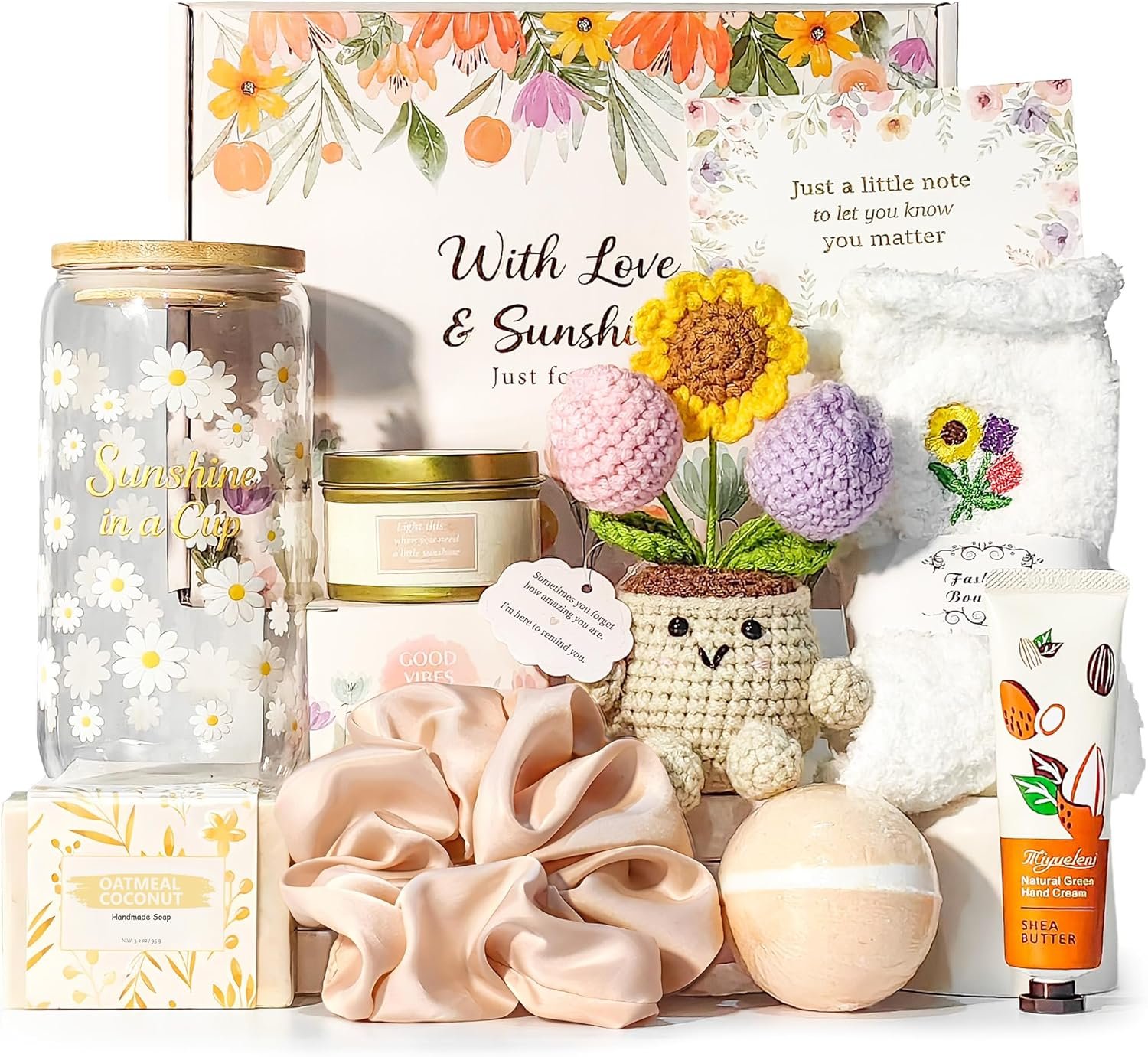 MHSMHL Gift Baskets for Women, Birthday Gifts for Mom Wife Grandma Daughter Self Care Spa Gift Set, Sending Sunshine Thinking of You Gifts for Christmas Best Friend, Sister, Teacher, Coworker