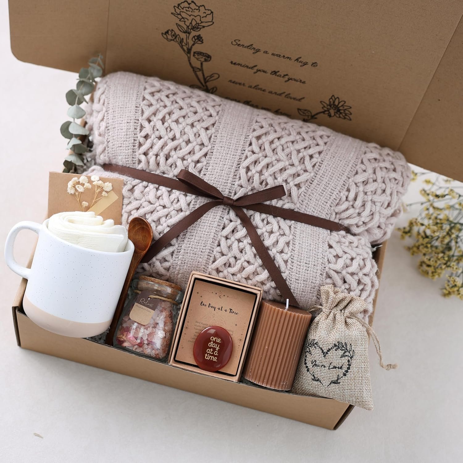 Get Well Soon Gift Baskets for Women – Earth Tone Self Care Package – After Surgery, Sympathy Gifts for Loss of Loved One, Thinking of You/ Mothers Day/ Grief /Bereavement /Miscarriage Gifts for Women