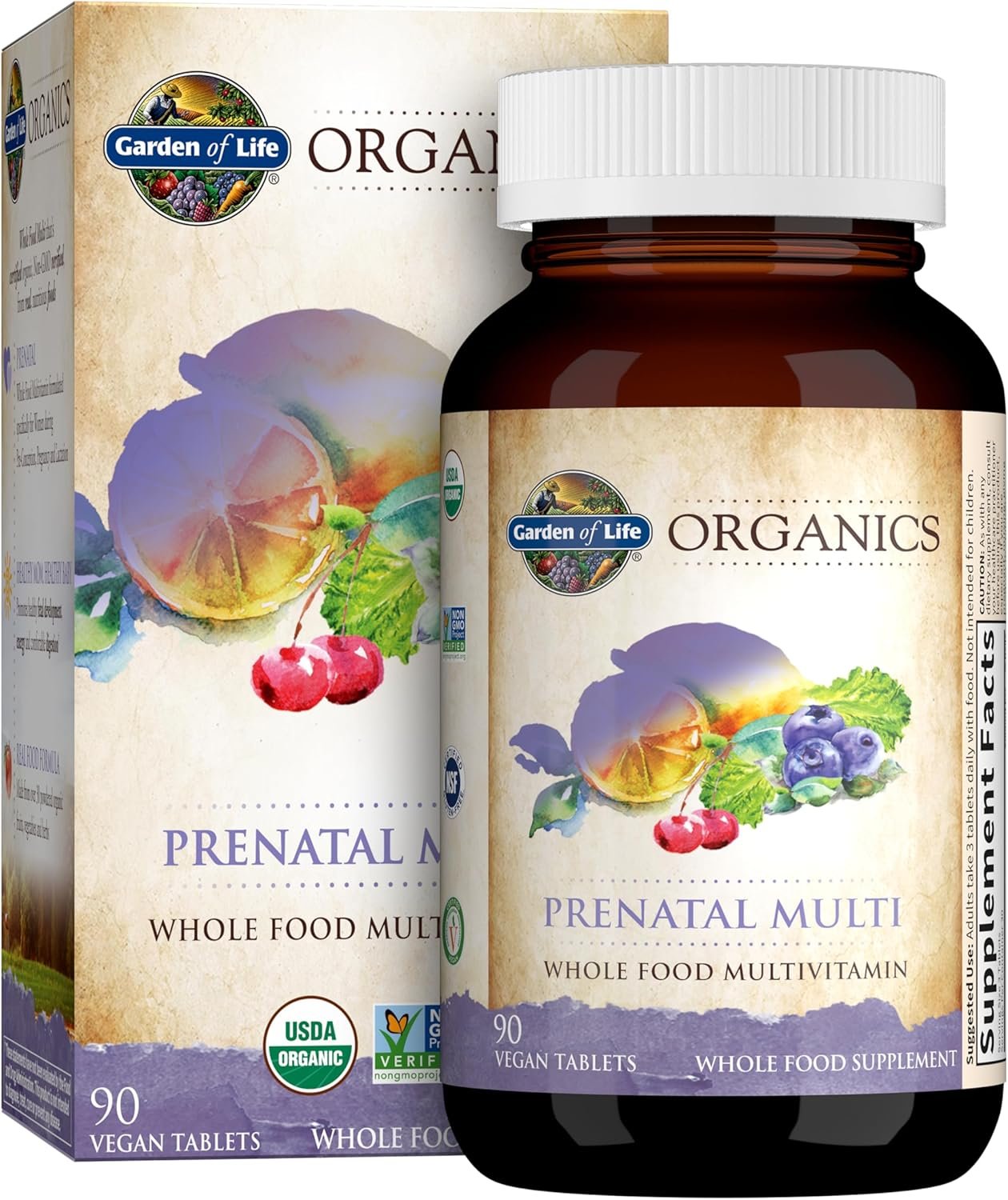 Garden of Life Organics Prenatal Multivitamin with Folate, B6, B12, D3 & Iron – Prenatal Vitamins for Women with Energy Metabolism Support for Healthy Fetal Development, Non-GMO, Vegan, 30 Servings