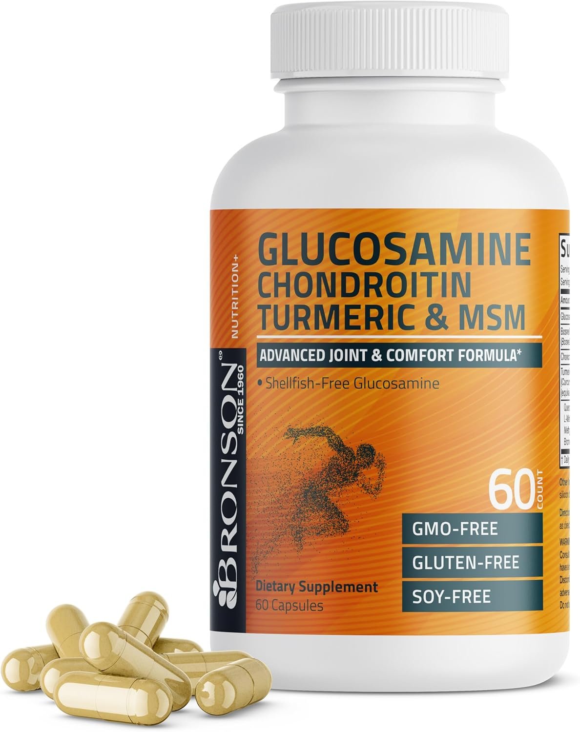 Bronson Glucosamine Chondroitin Turmeric & MSM Advanced Joint & Cartilage Formula, Supports Healthy Joints, Mobility & Cartilage – Non-GMO, 60 Capsules