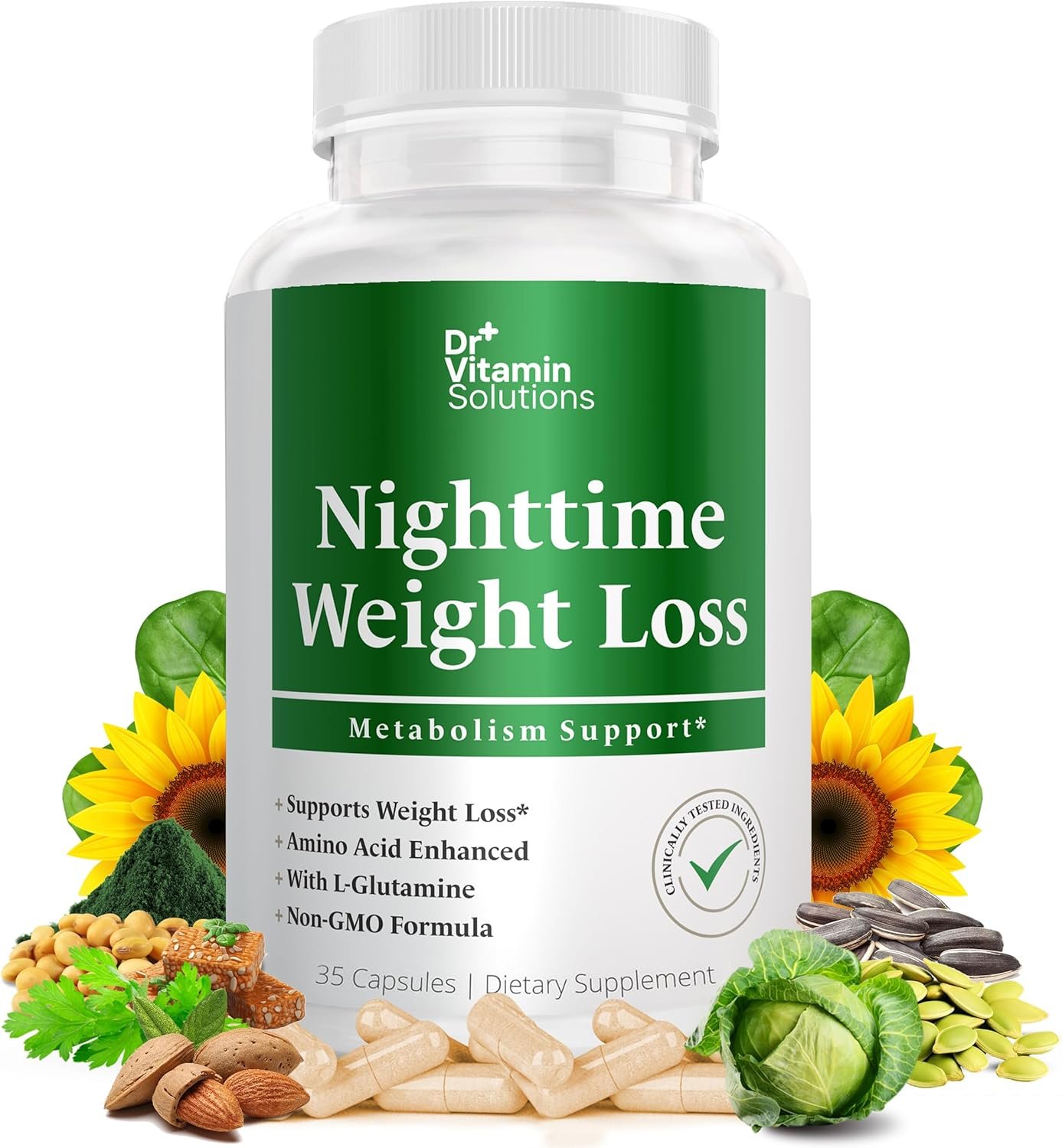 Nighttime Fat Burner for Women & Men – Belly Fat Burner, Sleep Support, Appetite Suppressant for Weight Loss – Stimulant Free Metabolism Booster Diet Pills, Non-GMO, Gluten Free, Made in USA, 35 Ct