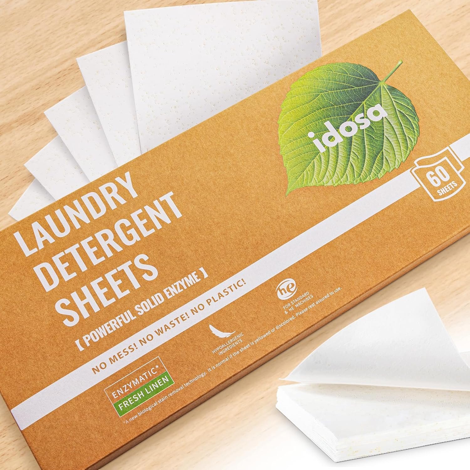 Laundry Detergent Sheets 120 Loads Stain-Fighting Enzymes – Plant Powered Fragrance Microcapsules Eco-Friendly Laundry Soap Sheets – Home or Travel Flax scent 60 sheets
