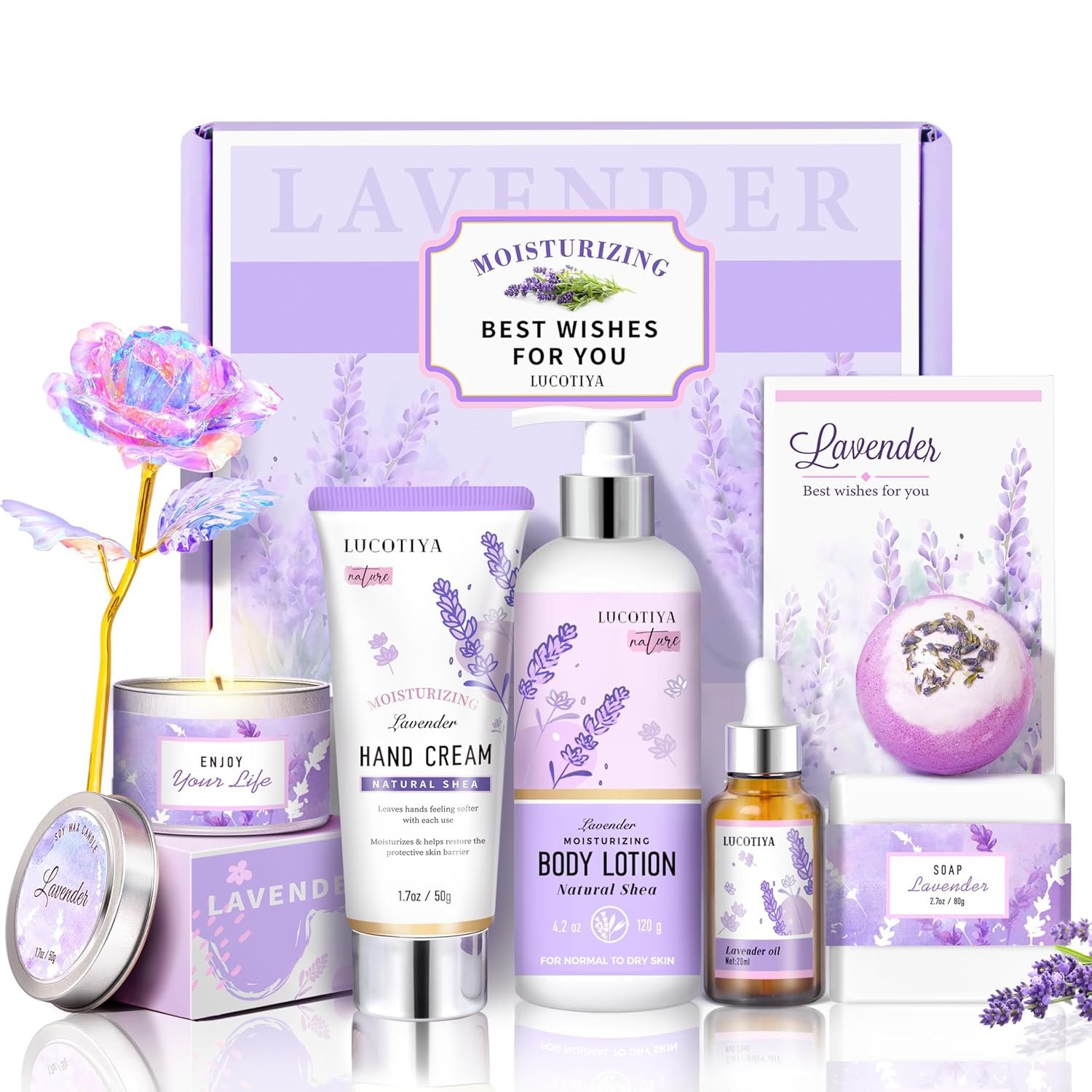 Lavender Spa Bath and Body Gift Set – Relaxing Self Care Baskets for Women – Birthday Gifts for Her, Sister, Mom, Wife