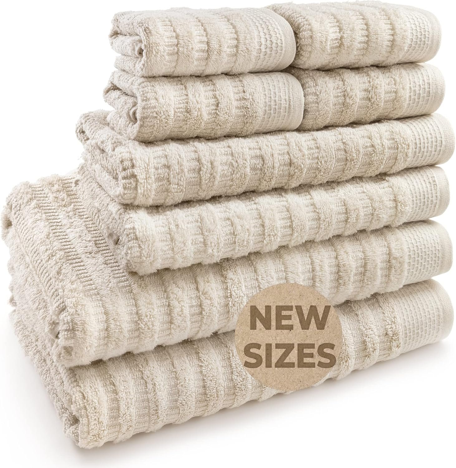 Softerry Pure Organic Cotton Bath Towel Set – 100% Soft Cotton – Extra Absorbent and Durable – 500 GSM Quick Dry – Luxury Hotel & Spa Quality – Fade Resistant – Eco Friendly (Natural, Set of 8)