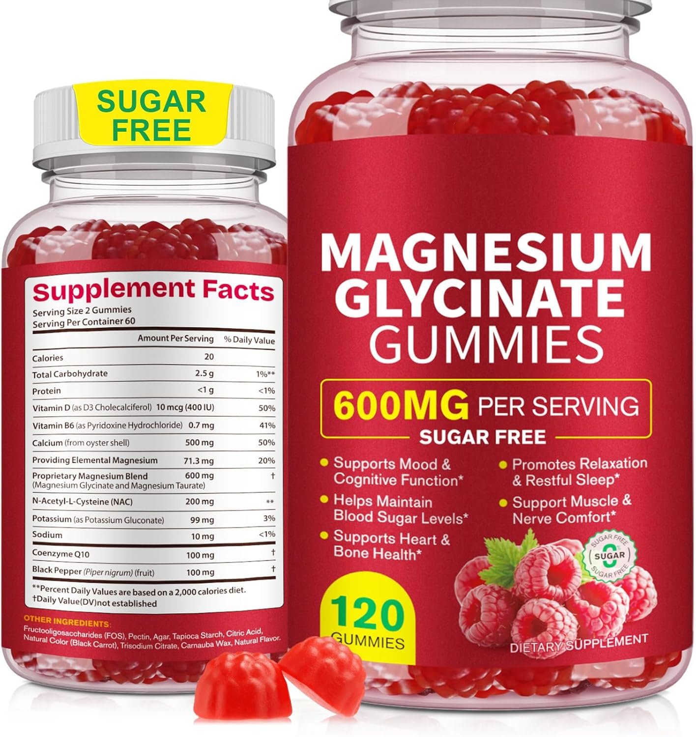120 Count Magnesium Glycinate Gummies 600mg for Adults, Supports Relaxation, Magnesium Glycinate Chewable, Non-GMO, Sugar Free