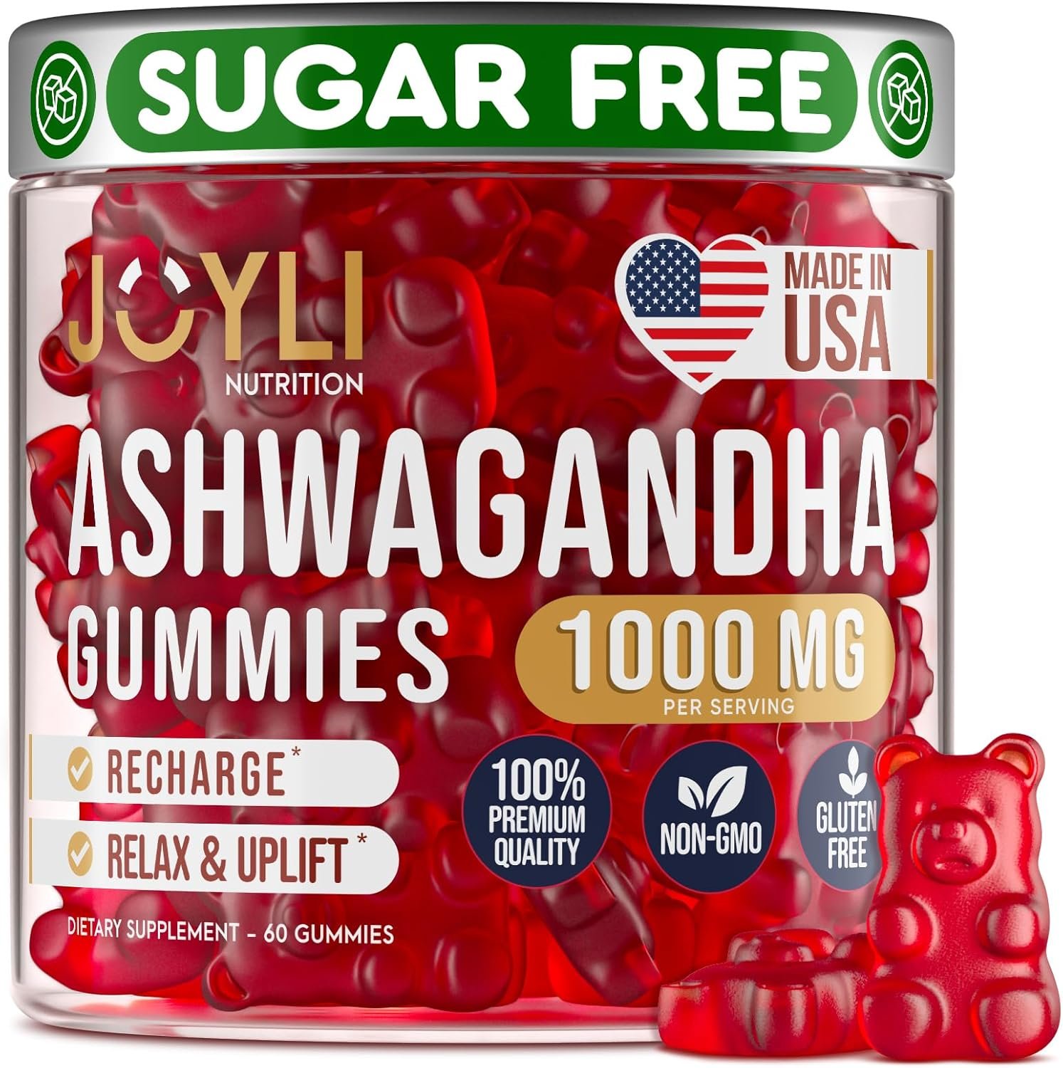 Ashwagandha Gummies for Women & Men – Natural Calm Gummies with Ashwagandha Root Extract Vitamin C Zinc – Ashwagandha Herbal Supplement for Sleep Stress Balance – 60 Vegan Sugar Free Chews
