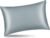 ALASKA BEAR Natural Silk Pillowcase, Hypoallergenic, 19 Momme, 600 Thread Count 100 Percent Mulberry Silk, Queen Size with Hidden Zipper(1, Haze Blue)