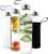 Kitchen Lux 18oz Glass Water Bottles – Pack of 4 Nylon Protective Sleeves, Airtight Screw Top Lids, Portable Carrying Loops – Lead, PVC and BPA Free – Water, Milk, Smoothie, Juice Beverage Glasses (4)