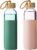 21 oz Borosilicate Glass Water Bottles with Silicone Sleeve & Leak-proof Lid,BPA Free, Dishwasher Safe-Reusable Clear Glass Drinking for Hot and Cold Drinks,Gym Travel Office cu.20.5 ft.(Green+Pink)