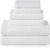 ecolook 6-Piece Waffle Weave Towel Set, 100% Cotton, Lightweight, Absorbent & Quick-Drying, 2 Bath Towels (31×63 in), 2 Hand Towels, 2 Washcloths, Lint-Free for Bathroom, Pool, Gym, Travel – White