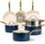 Gotham Steel 12 Pc Ceramic Cookware Set Nonstick, Ceramic Pots and Pans Set Non Stick with Steamer for Cooking, Non Toxic PFOA PFOS Free, Premium Stay Cool Handles, Oven & Dishwasher Safe