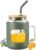 WINSA 50 oz Glass Water Bottles with Silicone Sleeve,Glass Tumbler with Lid and Straw,Iced Coffee Cup with Handle,BPA Free-Olive
