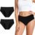 Period Underwear for Women, Cotton Panties Washable& Reusable, 60ML High Leak Proof Underwear, Breathable Briefs for Period/Incontinence/Postpartum Black- 2pack-L